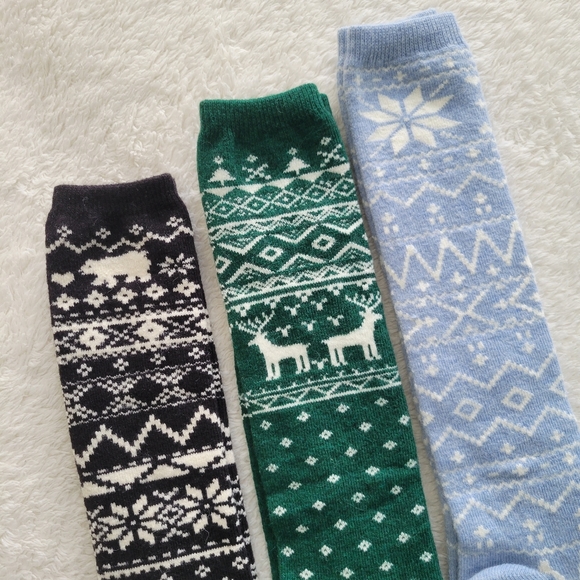 NWOT Old Navy wool-blend tall boot socks with fair isle patterns (lot of 3) - Picture 2 of 6